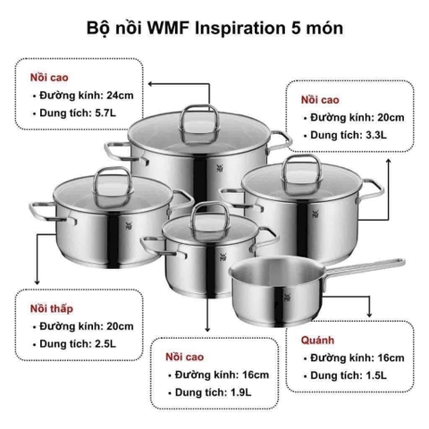 BỘ NỒI WMF INSPIRATION 5 MÓN
