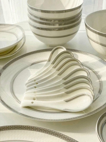 BỘ BÁT ĐĨA SỨ XƯƠNG IMPERIAL LONDON VIỀN BẠC 50 MÓN