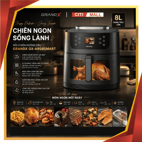 GrandX GX-AR08Smart/GX-AR08Ai - Nồi chiên không dầu 2026