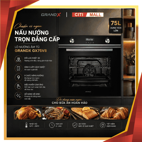 GrandX GX75V8 - Lò nướng âm tủ 2026