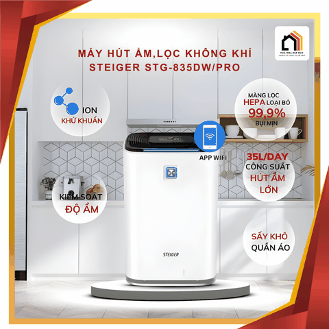 Steiger 835DW/PRO 35L - Máy Hút Ẩm Kèm Lọc Không Khí