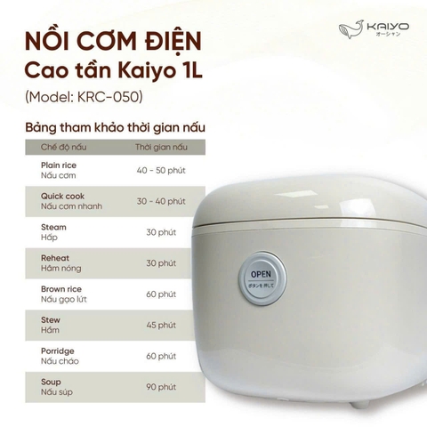 Nồi cơm cao tần Kaiyo 1L