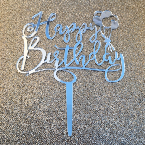 ชุดท็อปเปอร์อะคริลิก HPBD คาน 10 ชิ้น - สีเงิน