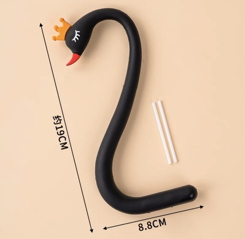 รูปปั้นหงส์เรซินเนื้อนุ่ม - สีดำ