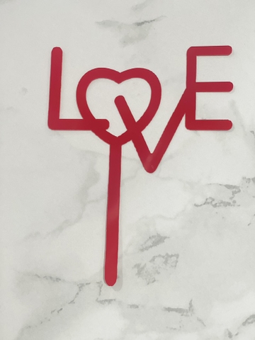 ท็อปเปอร์อะคริลิก LOVE ตัวอักษร สีแดง ชุด 10 ชิ้น (แบบแขวน)
