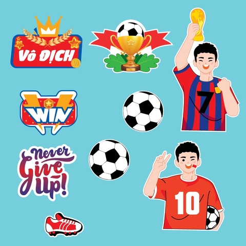 ชุดกระดาษคอมโบ 2 ชุด - นักฟุตบอล 2 คน - ถ้วย - ไม่เคยยอมแพ้