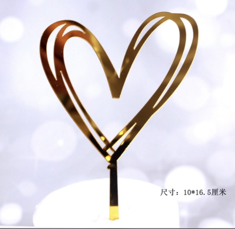 ชุดท็อปเปอร์อะคริลิครูปหัวใจสีทอง 10 ชิ้น