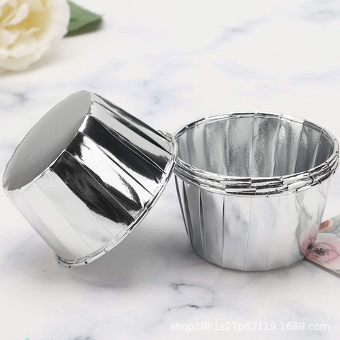 ถ้วยคัพเค้ก 50 ใบ - สีเงิน