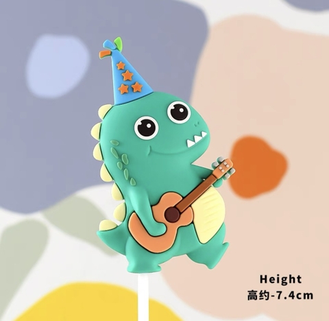 รูปปั้นพลาสติก - ไดโนเสาร์เล่นกีต้าร์ (แบบหนา)