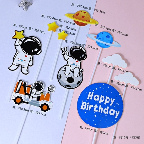 คอมโบชุดกระดาษนักบินอวกาศตัวน้อยใหม่ 2 ชุด (ตัวอักษร HPBD สีน้ำเงิน)