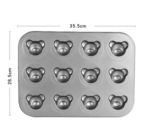 แม่พิมพ์เค้กสแตนเลสรูปหัวหมี (12 หลุม)
