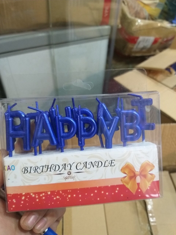 เทียน HPBD สีน้ำเงินเข้ม