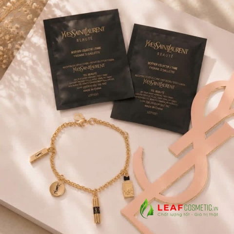 Lắc Tay YSL Beauté Dáng Xích Màu Vàng Phối Charm Mỹ Phẩm