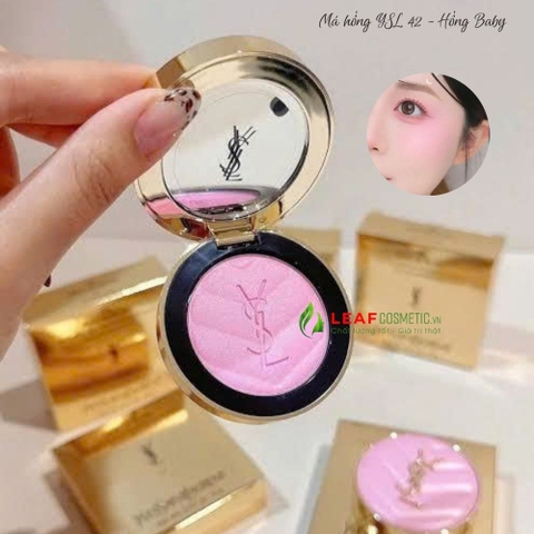 Phấn Má Hồng YSL Make Me Blush Bold Blurring Blush 42 Babydoll Pink – Màu Hồng Baby Ánh Nhũ