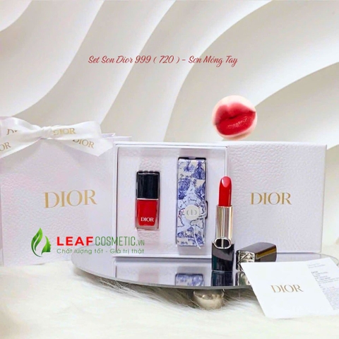 Set Son Dior Rouge Dior Lipstick 999 + Sơn Móng Tay Vernis 999