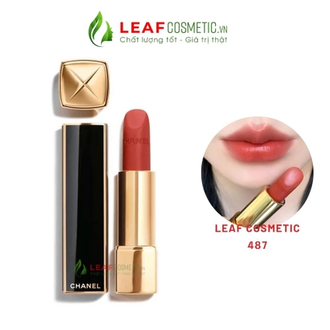 Son Thỏi Chanel Rouge Allure Velvet Limited Edition 487 See You At 5 - Màu Đỏ Gạch (Vỏ Đen)