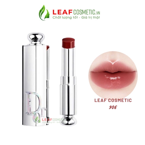 Son Dior Addict Glass 906 Talk My Dior – Màu Đỏ Nâu (Vỏ Bạc)