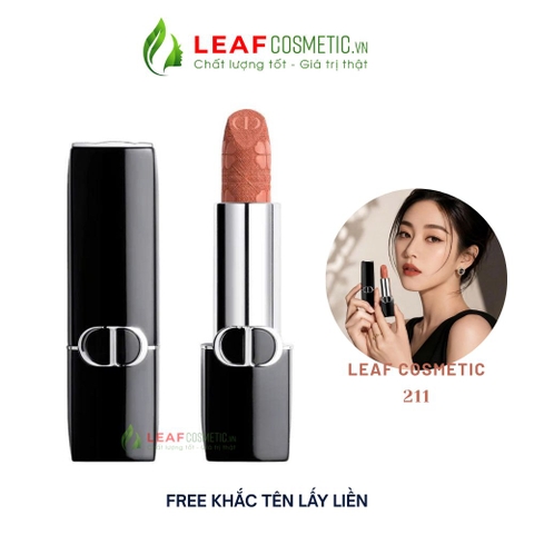 Son Thỏi Dior Rouge Dior Velvet 211 Fortunate - Màu Cam Nude (Limited 2026 Cỏ 4 Lá)