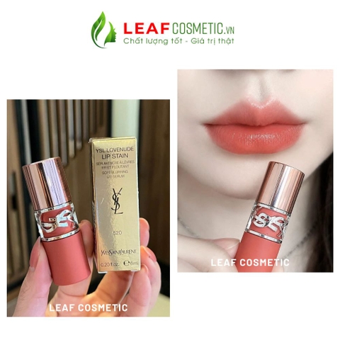 Son Kem YSL Loveshine Love Nude Lip Stain 520 Cinnamon Kiss – Màu Đỏ Cam Quế