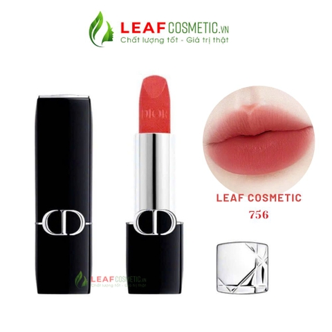 Son Thỏi Dior Rouge Dior Velvet 756 Organza Veil – Màu Đỏ Hồng