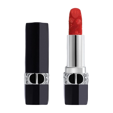 Son Thỏi Dior Rouge Dior Limited Edition 999 Velvet – Màu Đỏ Tươi (Vỏ Da Beo, Kèm Túi Hãng)
