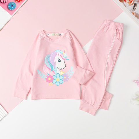 T415 Bộ Bé gái cotton thu đông in Pony size 3/10T