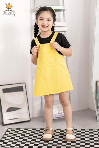 Set quần yếm kaki và áo phông vàng BG hình thỏ 2/10