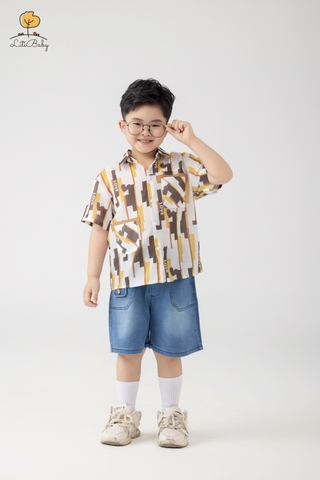 Bộ Áo sơ mi kết hợp quần bò túi cúc 1/10