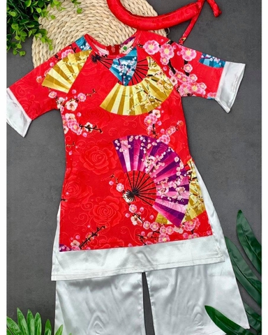 Áo dài phối hình QUẠT 6-10T. x20