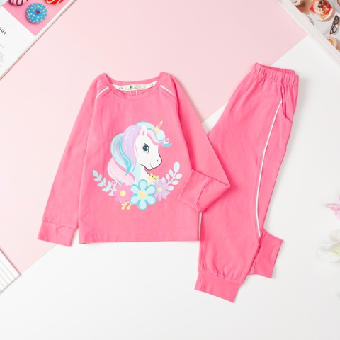 T415 Bộ Bé gái cotton thu đông in Pony size 3/10T