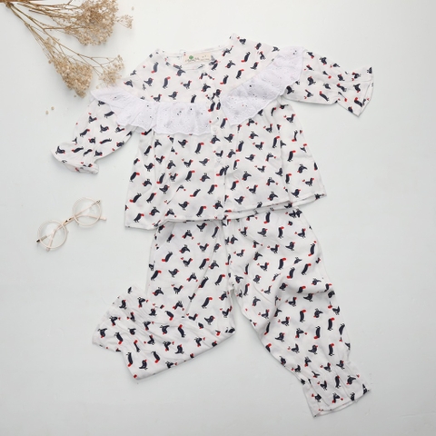 Bộ đũi bé gái tay ren 1/7T