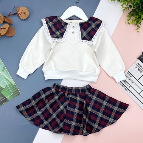 Bộ chân váy áo nỉ trắng 2/8