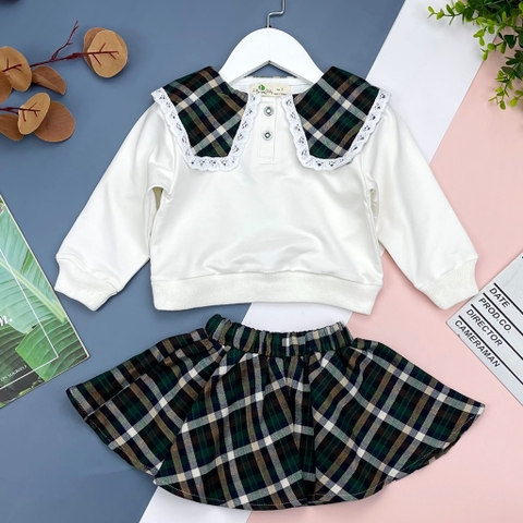 Bộ chân váy áo nỉ trắng 2/8