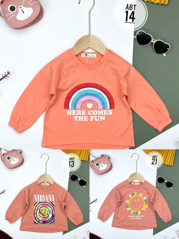 Áo bé gái thu đông chun tay 8/16T