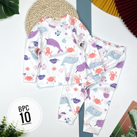 Bộ cotton họa tiết trẻ em 3/10T