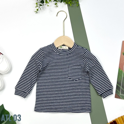 Áo thu đông trẻ em kẻ ngang bo tay 1/5 x22