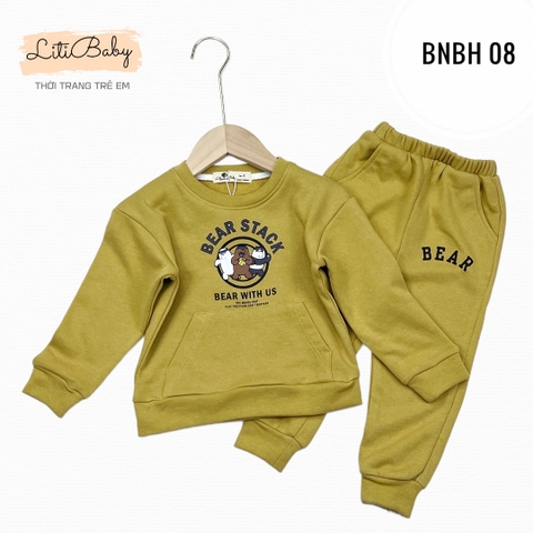 Bộ nỉ da cá BT, BG in hình gấu 2/8 (lô 2)