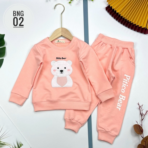 Bộ nỉ da cá bé gái gấu Bear 2/8