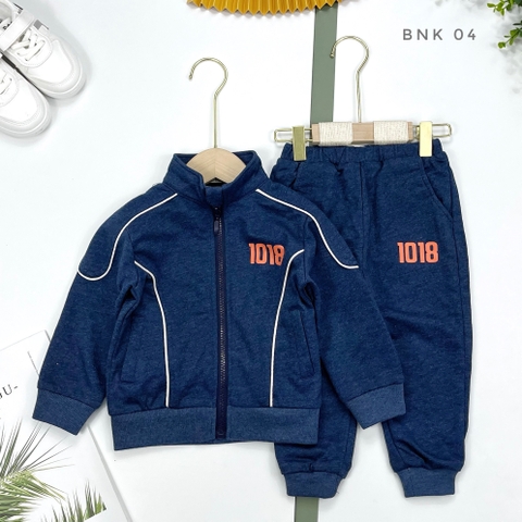 BNK- Bộ nỉ da cá BT, BG in số 1018  size10/16