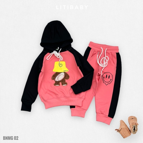 Bộ nỉ da cá hoodie gấu đội mũ 2/8