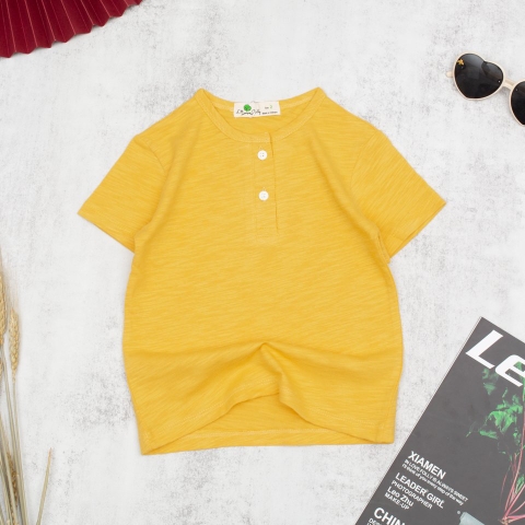 Áo cotton BT sược trơn 2 cúc 2/12