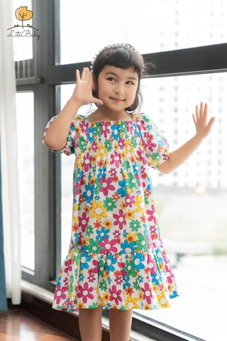 Váy bé gái San Kids váy thô cotton hoa nhí - VSK14 – SanKids