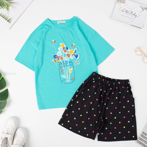 Bộ quần áo cotton TE BG Liti ngắn tay 2 chiều 8/16