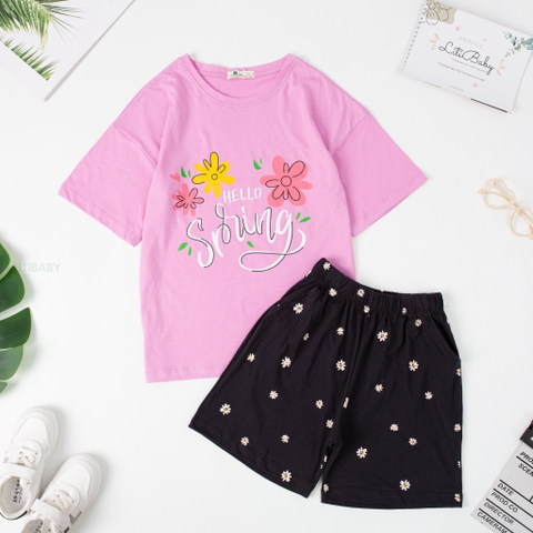 Bộ quần áo cotton TE BG Liti ngắn tay 2 chiều 8/16