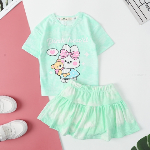 Bộ Bé gái kèm chân váy vải loang 3/10T