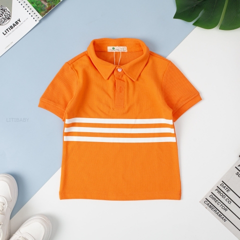 Áo thun Bé trai, bé gái có cổ 3 sọc ngang 2/7T