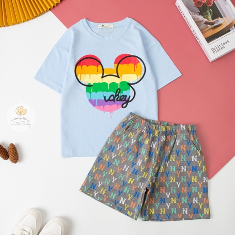 Bộ Bé gái ngắn tay quần NY 8/16