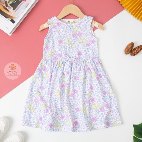 Váy cotton 4 chiều sát nách nơ giữa 2/10T