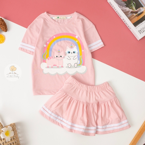 Bộ Bé gái chân váy chạy sọc 3/10T