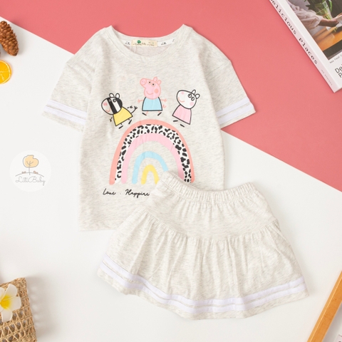 Bộ Bé gái chân váy chạy sọc 3/10T